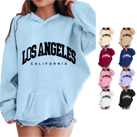 RMGVDSD Girls Hoodies Casual Letter Print Pullover Hooded Sweatshirts for Kids Loose Fit Long Sleeve Tops Fall Winter Clothes Fashion Hoodie Cute Party Wear 7-8 Years