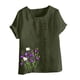 thumbnail image 4 of Vestidos Casuales Para Mujer, Blusas De Mujer De Moda Blusa informal de lino con cuello redondo, manga corta y botones para mujer, 4 of 4