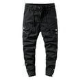 thumbnail image 1 of Cargo Pants for Men Male Spring Fall New Trend Work Pants with Multi Pocket Versatile Drawstring Pants Men Casual Pants Black 34, 1 of 4