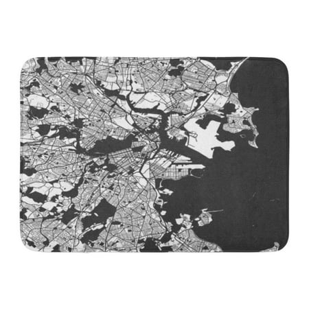 Cambridge Floor - SIDONKU Harbor Boston Monochrome Map Artprint Outline Ready for Color Change Separated on White Cambridge Doormat Floor Rug Bath Mat 23.6x15.7 inch
