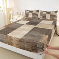 thumbnail image 3 of Manfei Geometric Plaid Twin Sheet Sets,Modern Abstract Art Twin Fitted Sheet,Brown Beige Flat Sheet For Men Women,Super Cozy Room Decor,3pcs, 3 of 7
