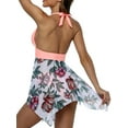 thumbnail image 3 of Avamo Womens Floral Print Swimdress Two Piece Swimsuit Swimwear Set Tankini Tops with Swim Briefs Halter Backless Padded Push-up Tummy Control Bathing Suit Beachwear Swimming S-XXL, 3 of 4