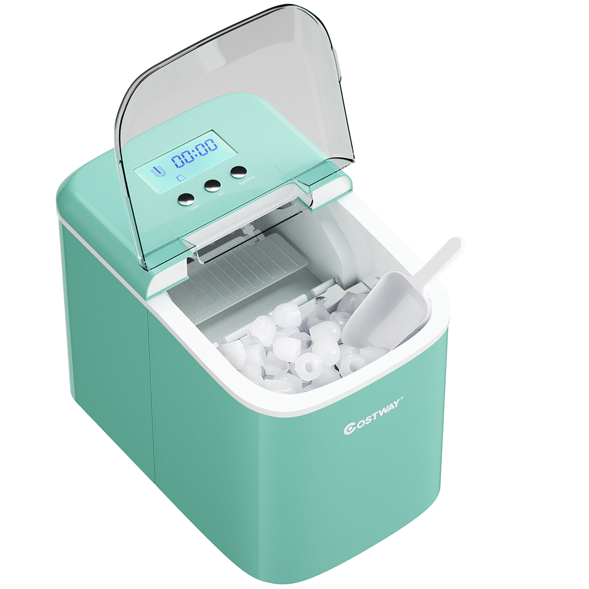 Costway Portable Countertop Ice Maker Machine 44Lbs/24H Self-Clean w/Scoop  Mint Green, 14.5''x10.5''x13.5'' - Foods Co.