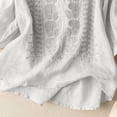 thumbnail image 2 of Embroidered Cotton Linen Tops for Women 3/4 Sleeve V-Neck Summer Boho Peasant Gauze Button Up Shirts Loose Tunics Gauze Blouses, 2 of 3