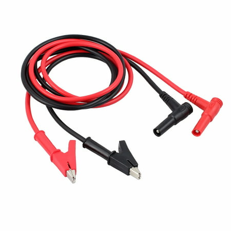 ESYNIC 2pcs 1000V 15A Multimeter Test Cable 4mm Banana Plug Alligator Clip Test Lead Wire Red and Black 80cm for Digital