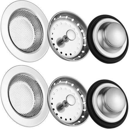 6 Pack Kitchen Sink Stopper Strainer, Anti-Clogging Stainless Steel Sink Plug, Perforated Drain Filter Sieve or Keep Water, Silver