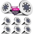 thumbnail image 1 of Luz solar al aire libre, 8 LED, paquete de 8 focos, lámpara solar para jardín, impermeable, IP65, luz decorativa para césped, para camino, jardín, terraza, patio, césped, blanco frío, 8 piezas, 1 of 6