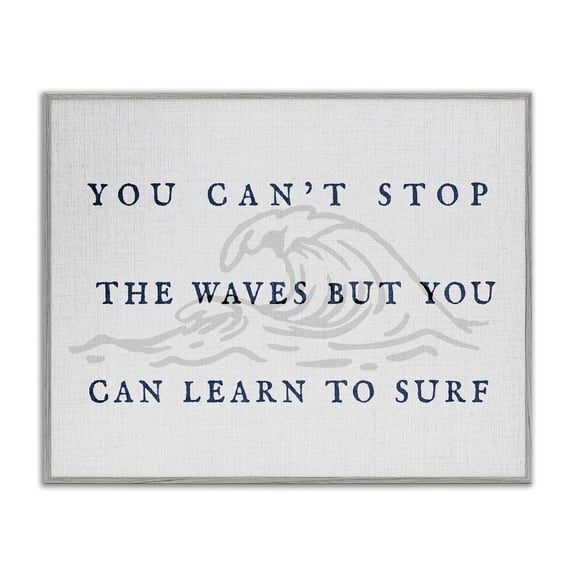 Stupell Industries Eclectic Learn to Surf Inspirational Gray Framed Giclee Art, 14 x 11, by Lil' Rue