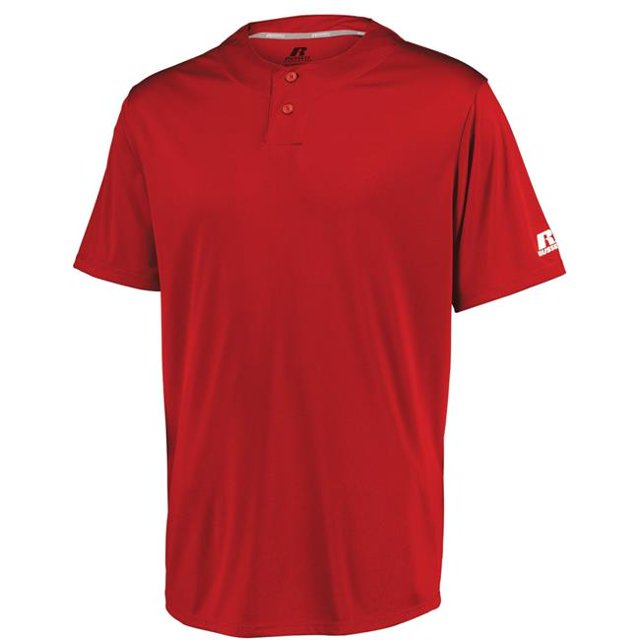 Youth Performance Maillot Uni à Deux Boutons, Rouge Vif - Grand