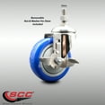 thumbnail image 2 of 4 Inch 316SS Blue Polyurethane Swivel 12mm Threaded Stem Caster with Brake, 2 of 2