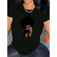 thumbnail image 1 of T-shirt Graphique Décontracté Chic Afro pour Femmes - Mélange de Polyester Confortable, Col Rond Manches Courtes, Lavable en Machine Haut d'Été pour la Fête des Pères, Fête des Mères, Nouvel An, Festival de Printemps, Saint-Valentin, 1 of 6