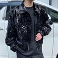 thumbnail image 4 of Men's Stagewear Performance Peplum Casual Jacket Coat with Sequins Lapel Long Sleeve Outerwear, 4 of 5