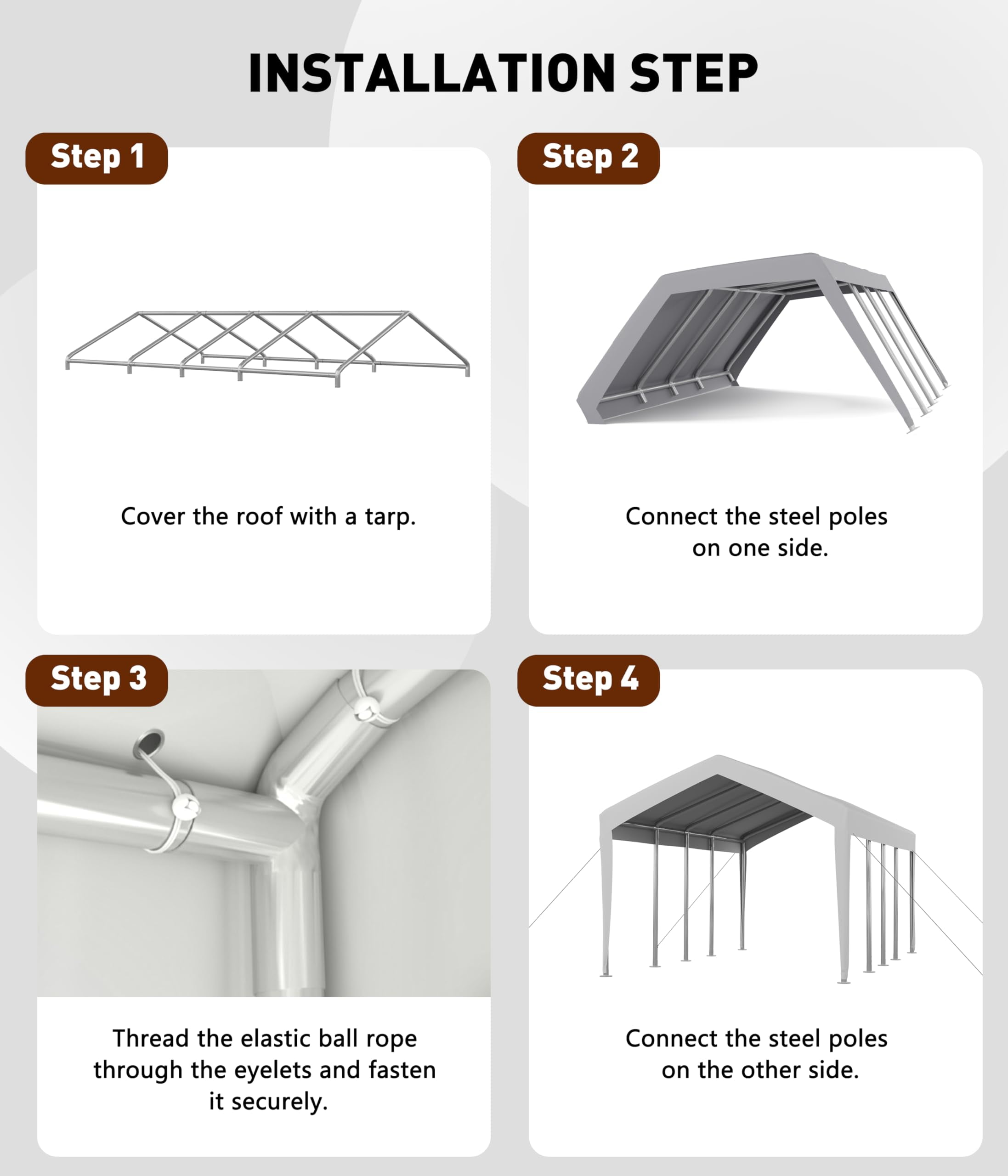 Garvee Carport Top Replacement Cover, 20'x 13'x 11',  White