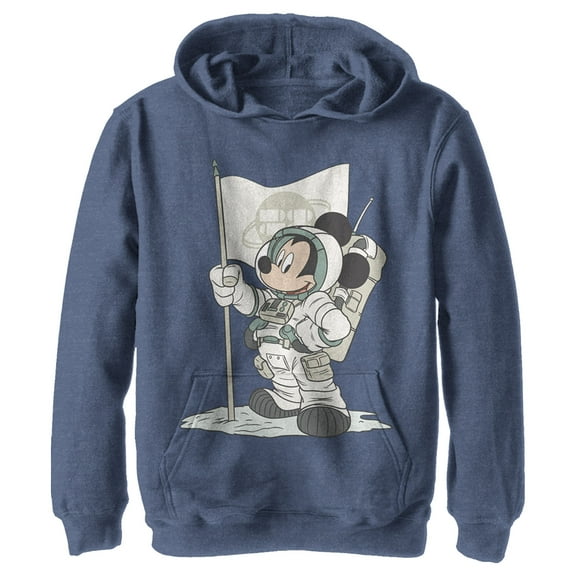 Boy's Mickey & Friends Mickey Mouse Astronaut Pull Over Hoodie Navy Blue Heather X Large