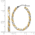 thumbnail image 4 of Real 14kt Yellow Gold & White Rhodium Twisted Hoop Earrings; for Adults and Teens; for Women and Men, 4 of 4