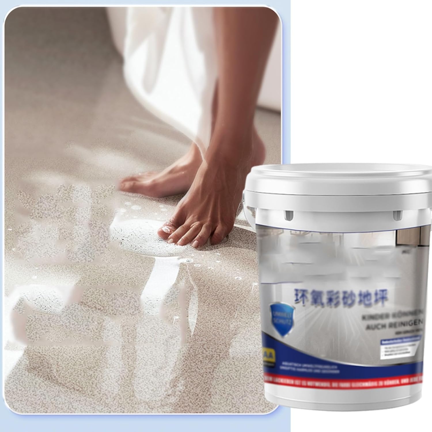 High-Gloss Marble Effect Epoxy Floor Coating,1000gHigh-Gloss Marble Epoxy Floor Coating,Resina Epoxica para Pisos,Epoxy Garage Floor Coating Kit,Water Based Floor Paint (Gray)