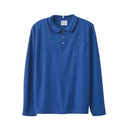 Silverts Men Jersey Long Sleeve Polo Shirt, 3XL Plus Size, Royal ...