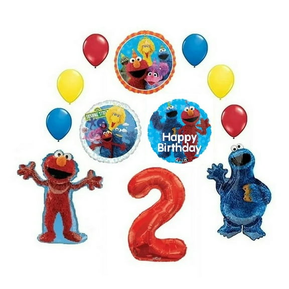DalvayDelights Sesame Street Party Supplies 2nd Birthday Cookie Monster Elmo and Friends Balloon Bouquet