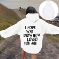 thumbnail image 2 of Womens Blouses Winter Loose Fit Hooded Long Sleeve Mitten-Cuff One Shoulder Drawstring Graphic Casual Polyester Sweatshirts Hoodies(White,M), 2 of 7