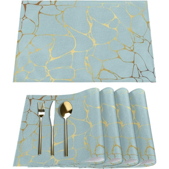 Texture of Marble Placemats Set of 6 Fabric Placemats Square Placemat for Kitchen Table Heat Resistant, Easy to Clean Table Placemats 12x18 Inch