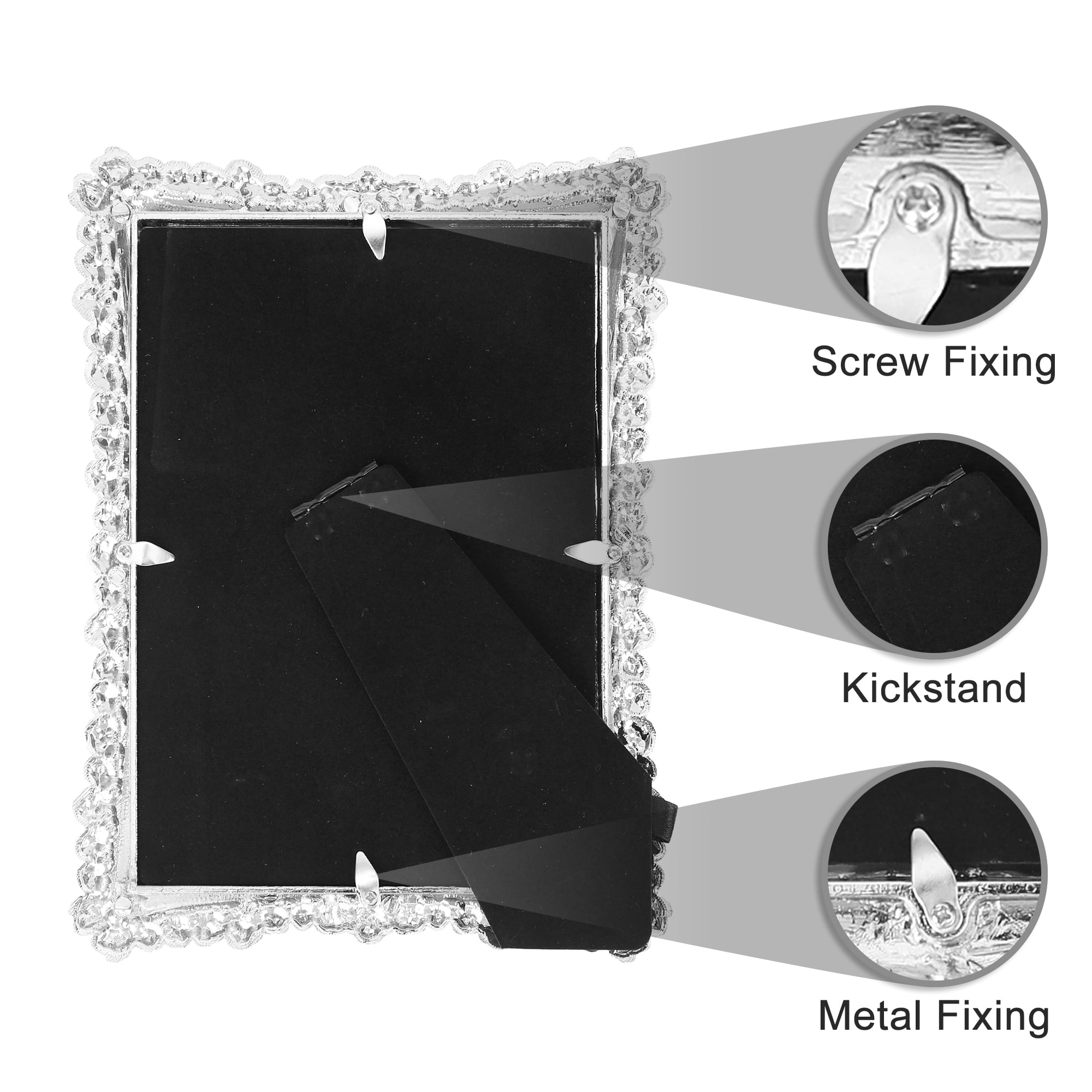 Unique Bargains Luxury Picture Frame Retro Plated Photo Frames Silver 4x6