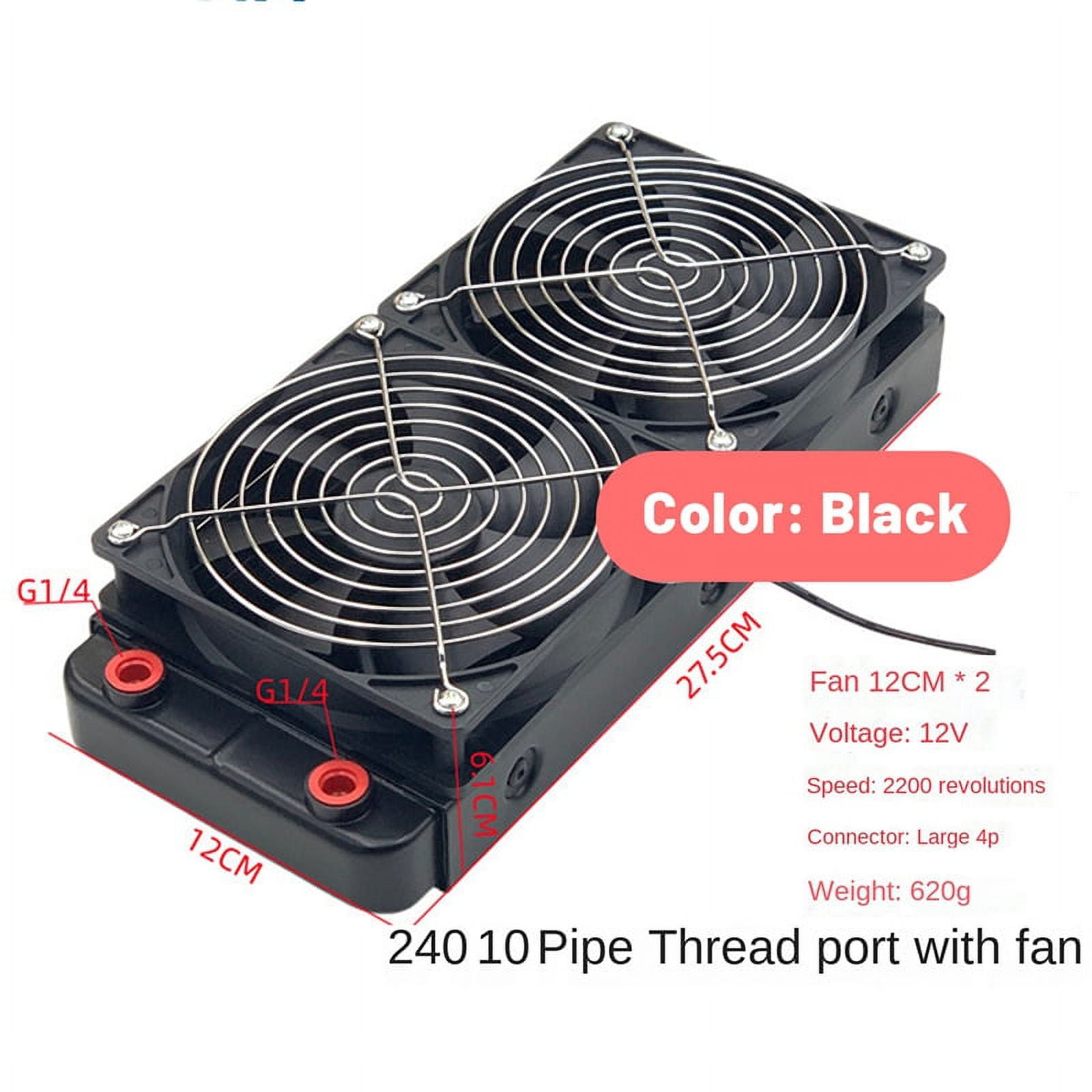 Aluminum 2 Fans 240mm 10 Pipe Water Cooling Cooler Computer Radiator with Fan for CPU PC Water Cooling System, Straight
