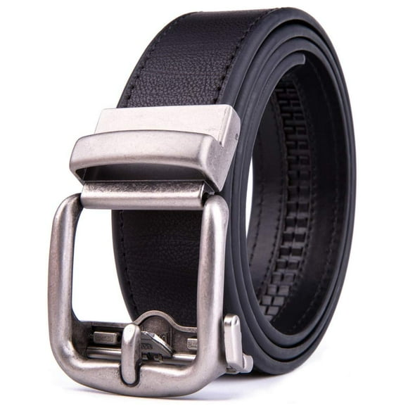 Ceinture Habillée en Cuir Véritable pour Hommes avec Boucle Automatique, Taille Ajustable, Sangle en Cuir Fait Main (40/42, Noir2073)