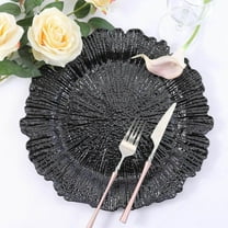 BalsaCircle 24 Black 13" Acrylic Wooden Textured Round Reef Acrylic Charger Plate