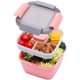 thumbnail image 3 of Ensaladera de 1,1 litros con recipientes para aderezos y cubiertos separados, ensaladera a prueba de fugas con 2 compartimentos para aderezos de ensalada y aperitivos, ensaladera de plástico rosa, 3 of 5