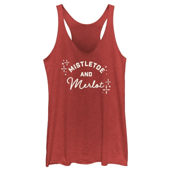 Women's Lost Gods Mistletoe and Merlot  Racerback Tank Top Red Heather Small