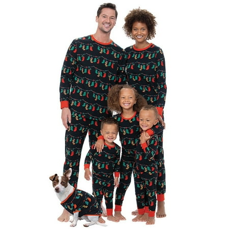 

Family Christmas Pajamas Sets Christmas Stockings Print Top and Pants Jammies Set for Couples Children Baby Dog My 1st Christmas