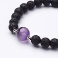 thumbnail image 3 of 25pcs Natural Lava Rock Beaded Stretch Bracelets with Natural Mixed Gemstone Beads 2-1/8 inch(53mm), 3 of 4