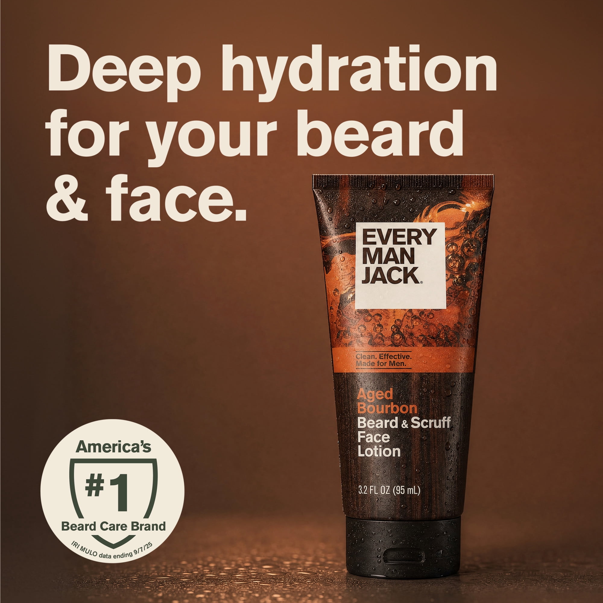 Every Man Jack Aged Bourbon Beard + Scruff Face Lotion for Men, Naturally Derived, 3.2 fl. oz