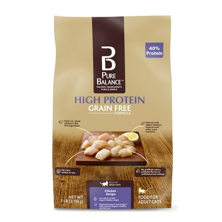Pure Balance High Protein Grain Free Formula Food for Cats, Chicken Recipe,
