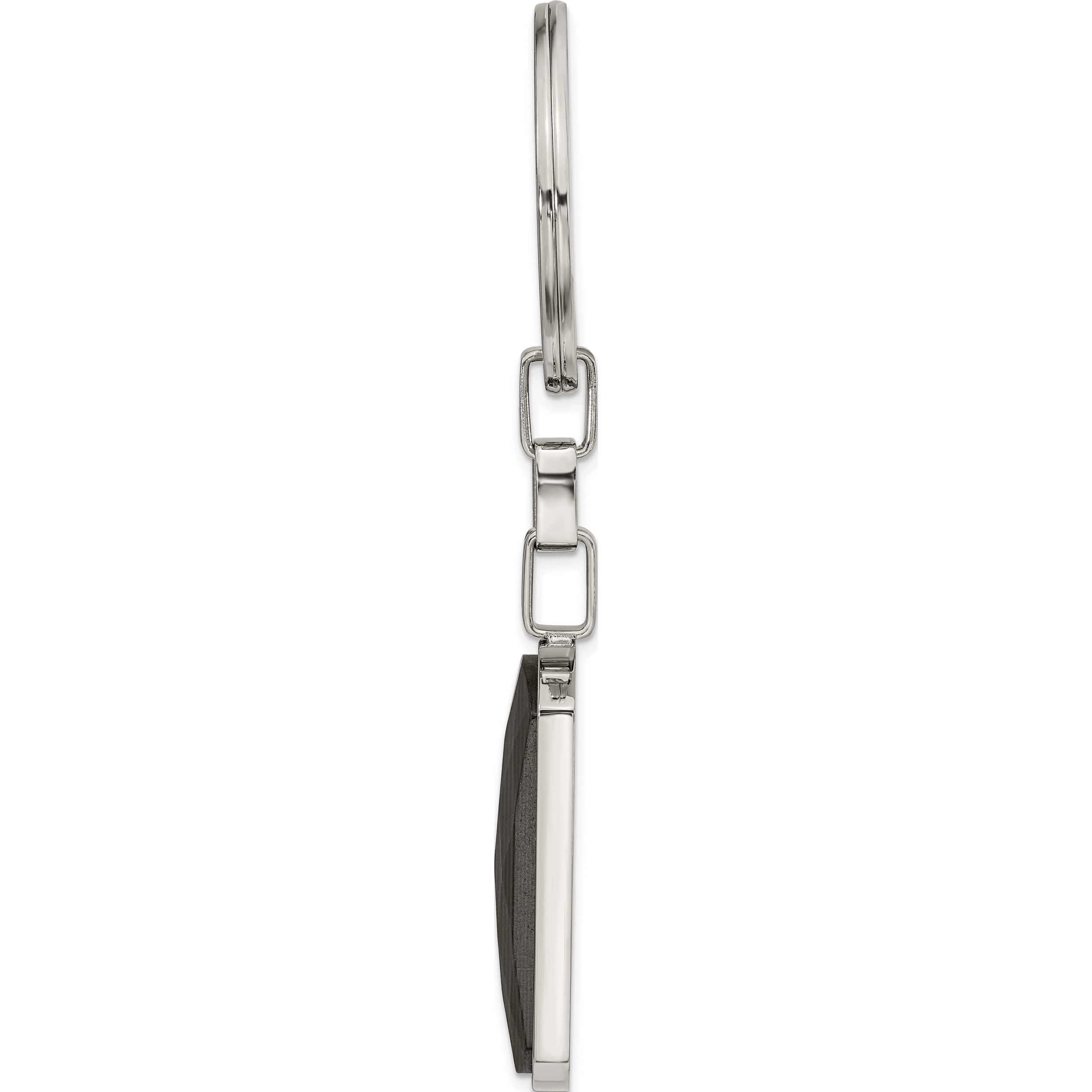 Stainless Steel Polished Solid Black Carbon Fiber Inlay Key Ring (64.72 X 30.15) Made In China srk160
