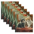 thumbnail image 6 of BZSMCE Satin Native Fab Cotton Dinner Napkin Kittens Flowers and Vintag Reusable, 6 of 8