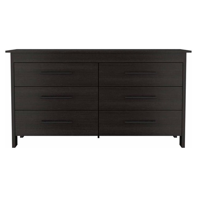 Atlin Designs Commode Double Moderne en Bois pour Chambre avec 6 Tiroirs, Noire