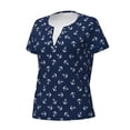 thumbnail image 5 of Fuzoiu Nautical Themed Simple Anchors Print Women's V-Neck T-Shirt,Women's Short Sleeve Top, Comfortable for Work, Leisure, and Sports, 5 of 7