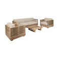 thumbnail image 3 of Vivid Outdoor 4 Piece Conversation Set in Light Eucalyptus Wood with Cushions, 3 of 15