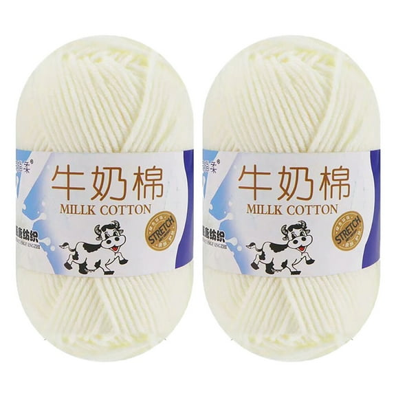 5 Ply Cotton Knitting Yarn Skeins 50g – Soft Crochet & Knitting Yarn for Sweaters, Scarves, Hats, DIY Crafts, 2 Pack Milky White