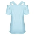 thumbnail image 5 of Womens Summer V Neck Cold Shoulder Tops T Shirts Lace Short Sleeve Solid Color Blouses Shirt Plus Size Tops for Women Womens Clothes, 5 of 7
