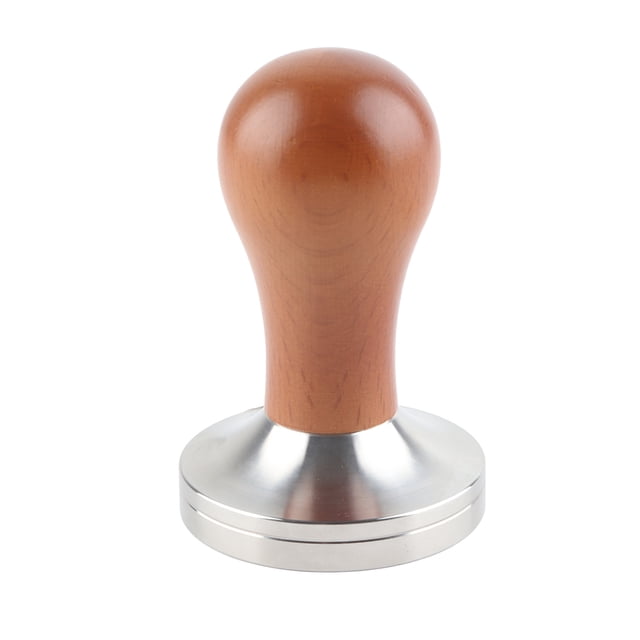 NIKOU 1 Pc Manche En Bois En Acier Inoxydable Espresso Café Inviolable Presse Outil avec 58mm Base Plate Chaude
