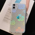 thumbnail image 6 of Case for iPhone 12, iPhone 12 Pro Case, Clear Glitter Cute Laser Holographic Floral Pattern for Women Girls, Anti-Yellow Hard PC Protective Cover for iPhone 12/12 Pro, Rainbow Leaf Flower, 6 of 13