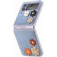 thumbnail image 3 of for Samsung Galaxy Z Flip 4 Flower Cute Case, Applique Design Slim Thin PU Leather & Crystal Hard PC Shockproof Protective Phone Cover Case for Samsung Z Flip 4 LTH Blue, 3 of 14
