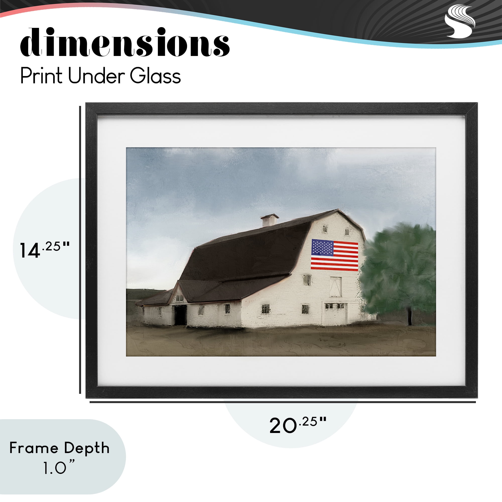 Stupell Industries American Barn Dreams Black Framed Print Under Glass, design by Kim Allen