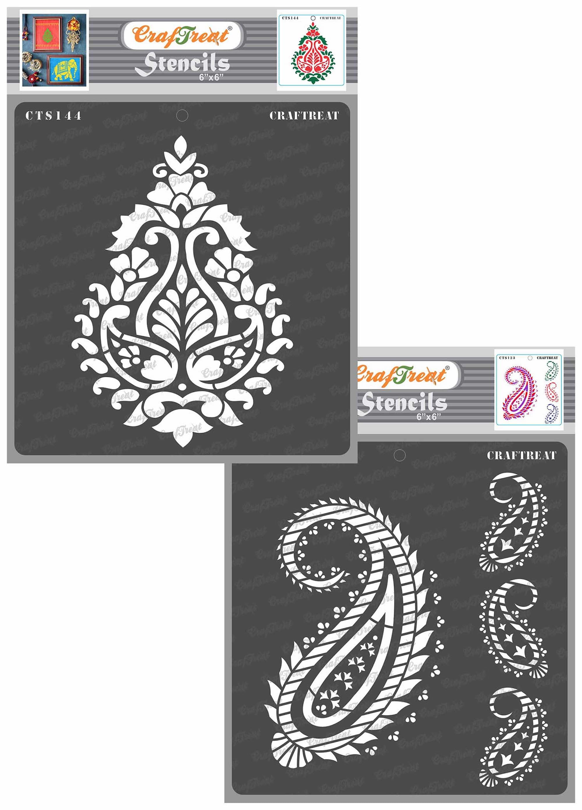 CrafTreat Paisley Stencils for Crafts Reusable Vintage - Paisley and Border  Stencil - Size: 6X6 Inches - Paisley Design Stencil for Furniture Painting  - Indian Border Stencil for Painting - Yahoo Shopping