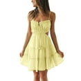thumbnail image 1 of Kcodviy Robe Femme 2025 à Fleurs en V Décontractée Courte à Col Noué devant à Bretelles Spaghetti Robes Midi pour Femme à Bretelles Robes de Plage Été Robes Femme Été Décontracté Boho Robe d'Été, 1 of 8