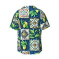 thumbnail image 2 of KLL Lemon and Leaves Print Men's Shirt Short Sleeve Button Down Summer Cuba Beach Shirts- Large, 2 of 7
