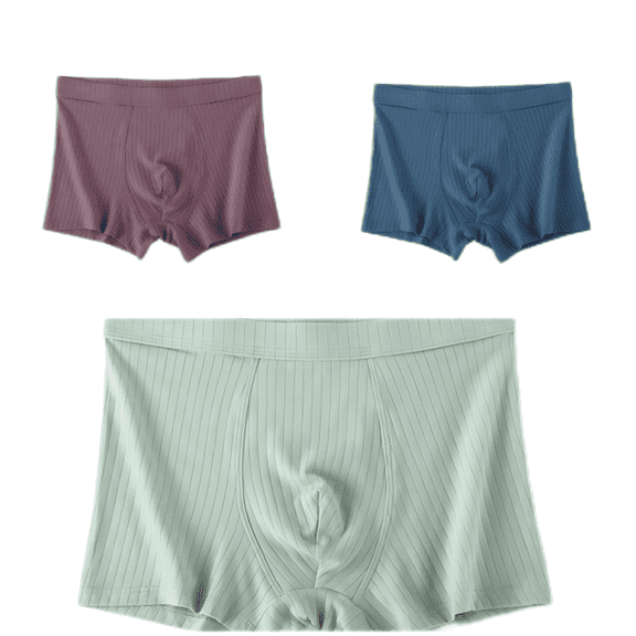 LYMAYTER Men Striped Boxer Briefs Solid Color Stretch Breathbale Soft Seamless for Underpants L-3XL 1PCS