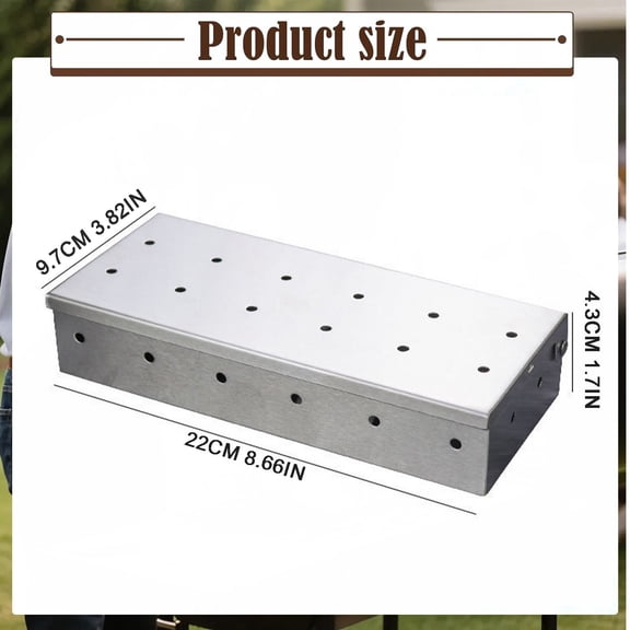 Stainless Steel Wood Chip Smoker Box For BBQ Grill, Hinged Lid Barbecue Smoke Box, Portable High Temperature Resistant Accessory For Grilling Meat, Fish And Vegetables